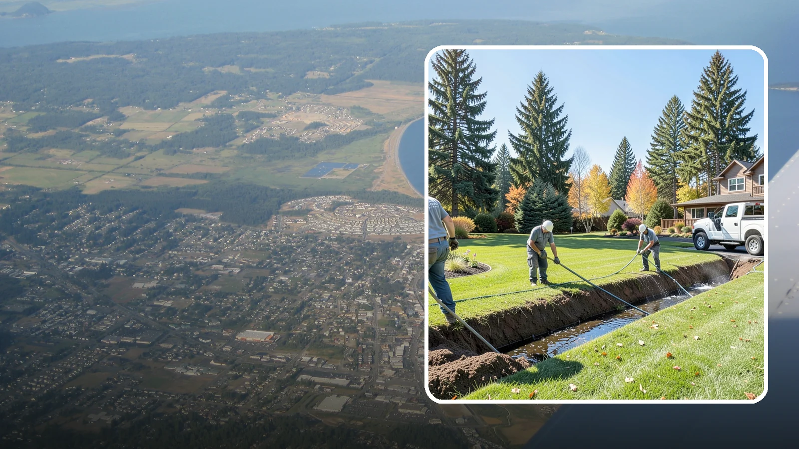 Swale Installation in Oak Harbor, Island County, WA - We shape vegetated swales that channel and slow stormwater across your property while filtering runoff naturally.