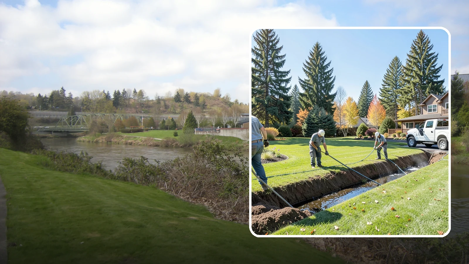 Swale Installation in Tukwila, King County, WA - We shape vegetated swales that channel and slow stormwater across your property while filtering runoff naturally.