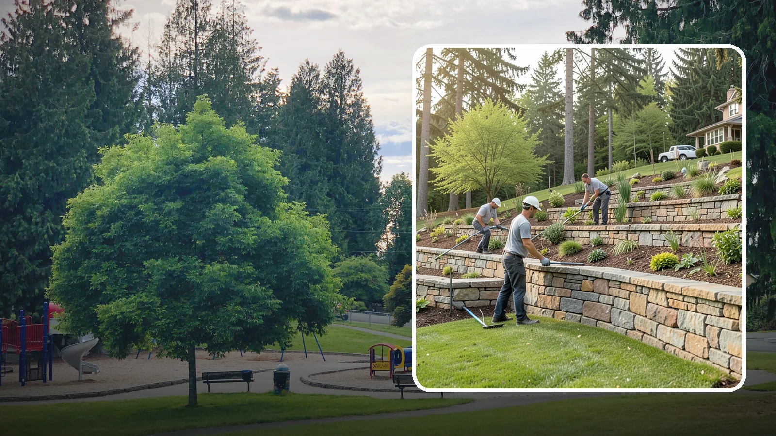 Terracing in Bonney Lake, Pierce County, WA - Terraced landscaping that transforms steep, unusable slopes into level, plantable, usable tiers.