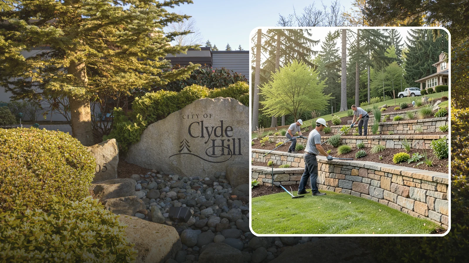 Terracing in Clyde Hill, King County, WA - Terraced landscaping that transforms steep, unusable slopes into level, plantable, usable tiers.
