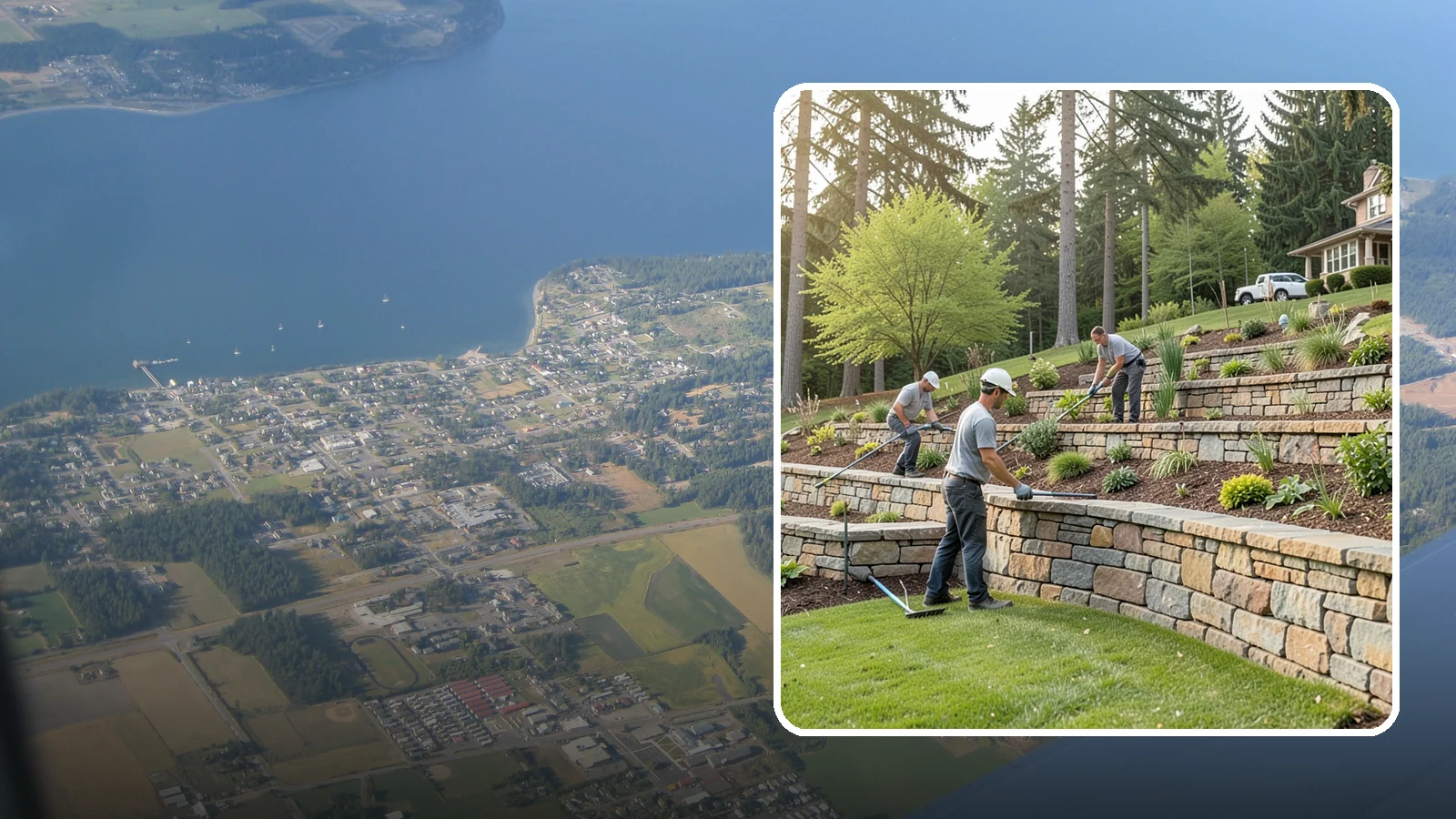Terracing in Coupeville, Island County, WA - Terraced landscaping that transforms steep, unusable slopes into level, plantable, usable tiers.