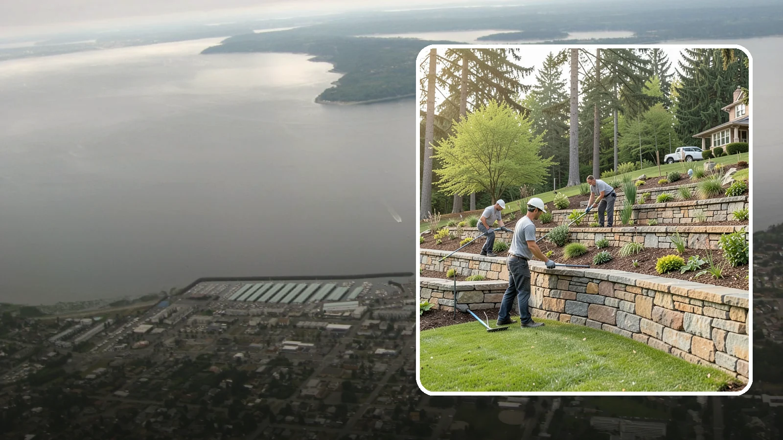 Terracing in Des Moines, King County, WA - Terraced landscaping that transforms steep, unusable slopes into level, plantable, usable tiers.