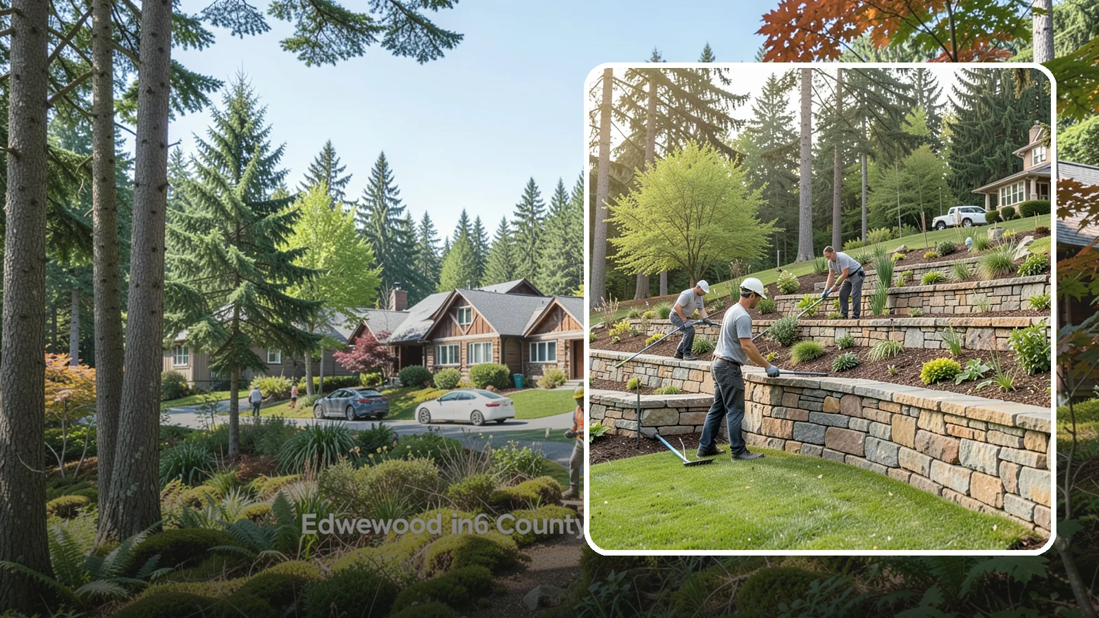 Terracing in Edgewood, Pierce County, WA - Terraced landscaping that transforms steep, unusable slopes into level, plantable, usable tiers.