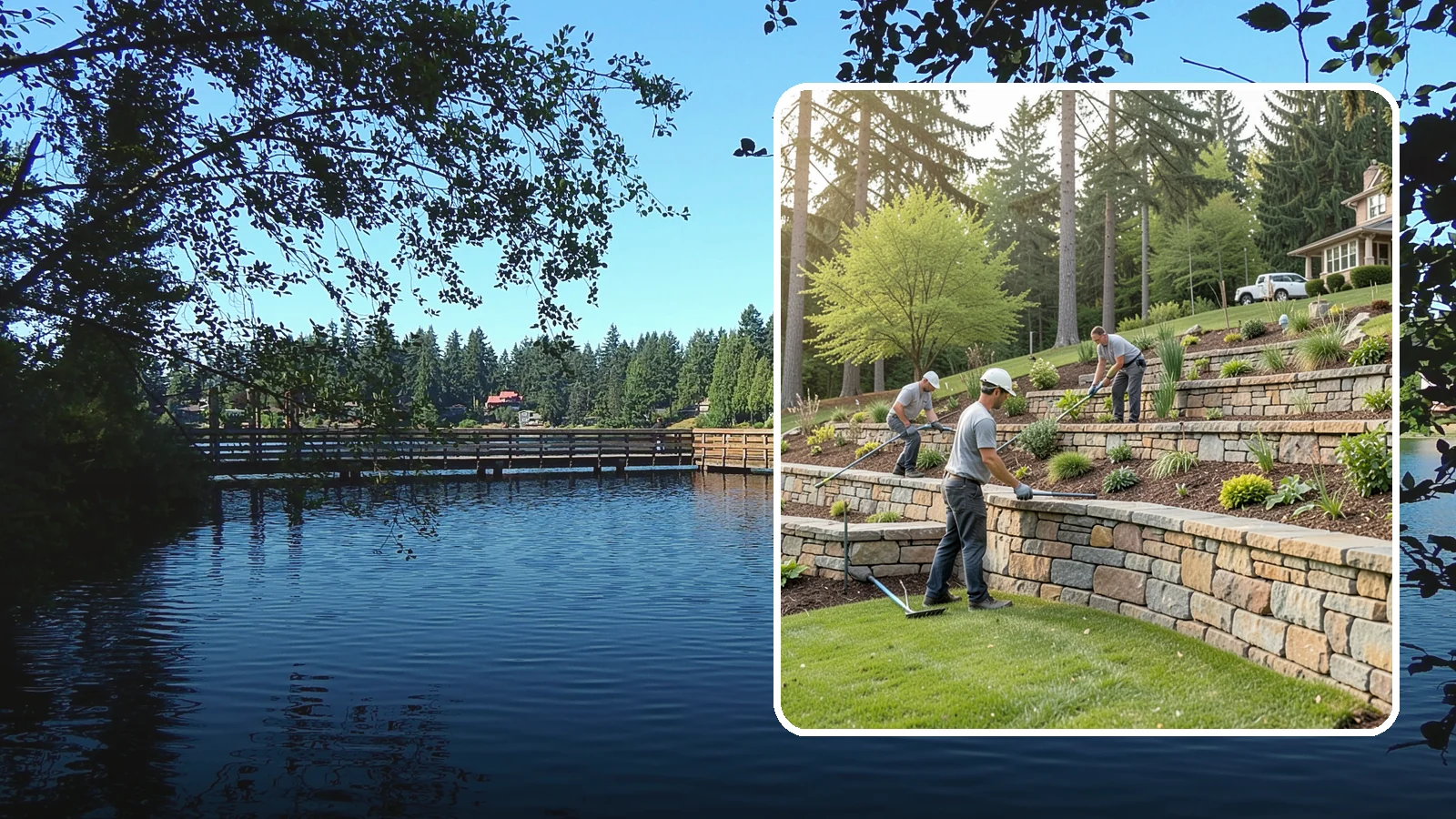 Terracing in Federal Way, King County, WA - Terraced landscaping that transforms steep, unusable slopes into level, plantable, usable tiers.
