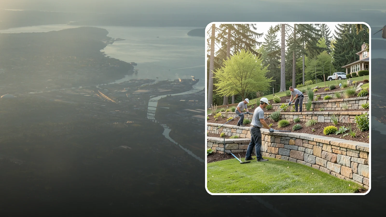 Terracing in Fife, Pierce County, WA - Terraced landscaping that transforms steep, unusable slopes into level, plantable, usable tiers.