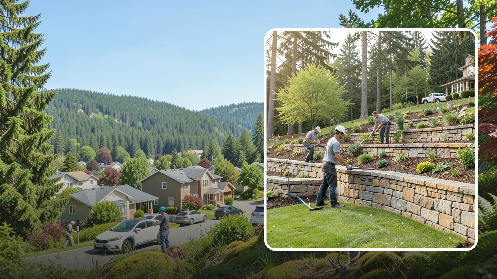 Terracing in Index, Snohomish County, WA - Terraced landscaping that transforms steep, unusable slopes into level, plantable, usable tiers.