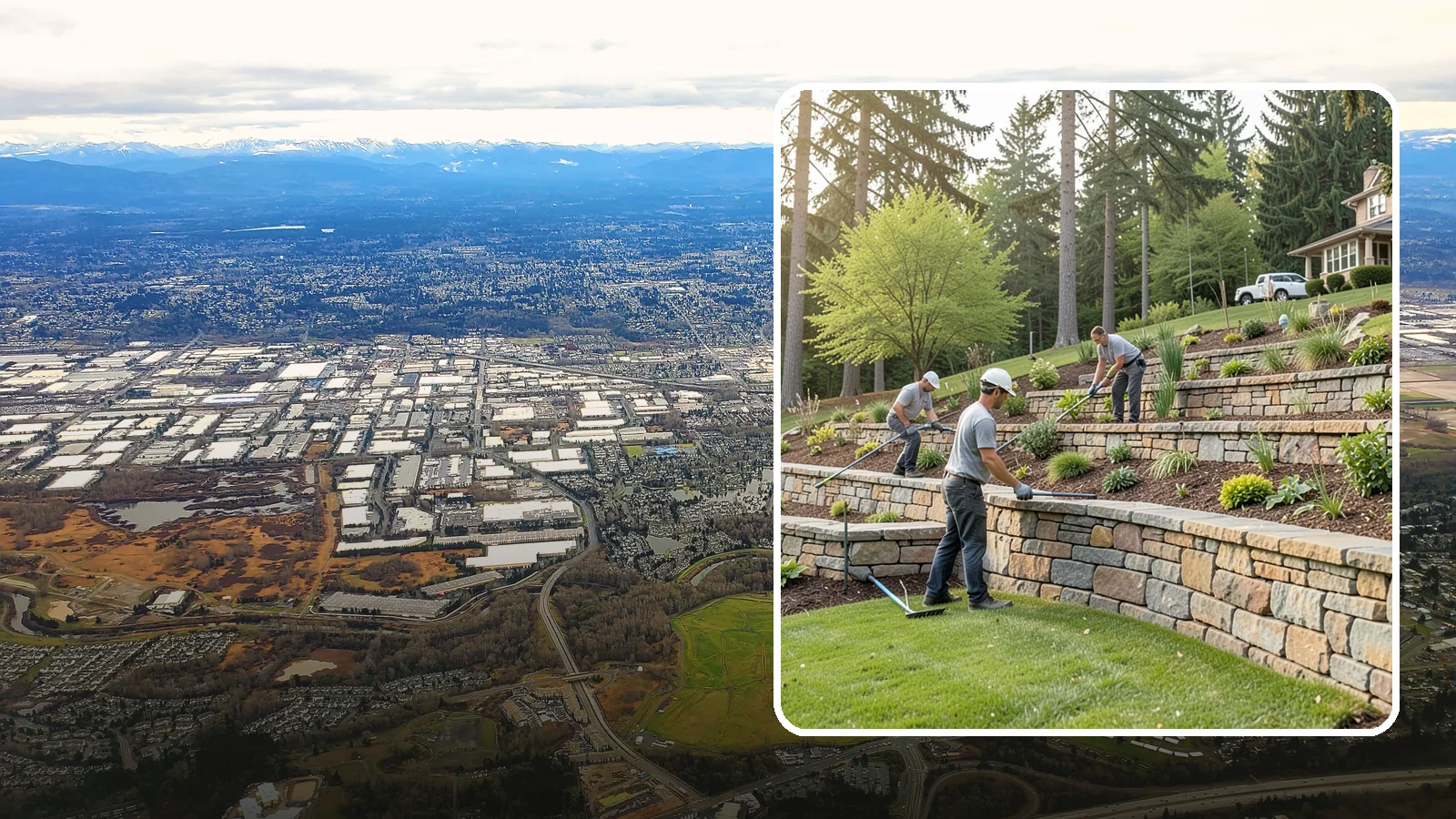 Terracing in Kent, King County, WA - Terraced landscaping that transforms steep, unusable slopes into level, plantable, usable tiers.