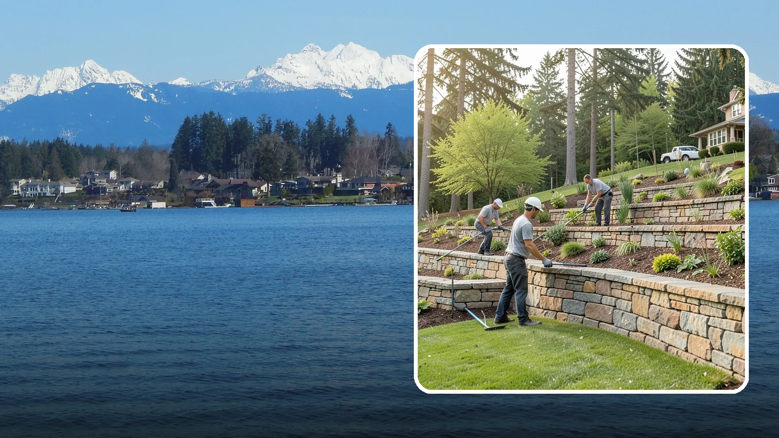 Terracing in Lake Stevens, Snohomish County, WA - Terraced landscaping that transforms steep, unusable slopes into level, plantable, usable tiers.
