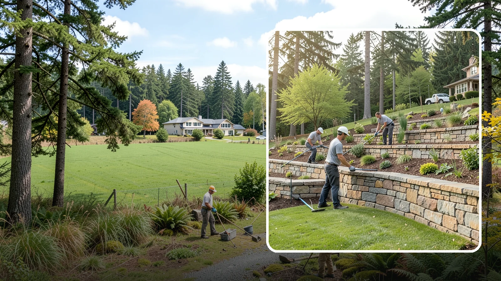Terracing in Lyman, Skagit County, WA - Terraced landscaping that transforms steep, unusable slopes into level, plantable, usable tiers.