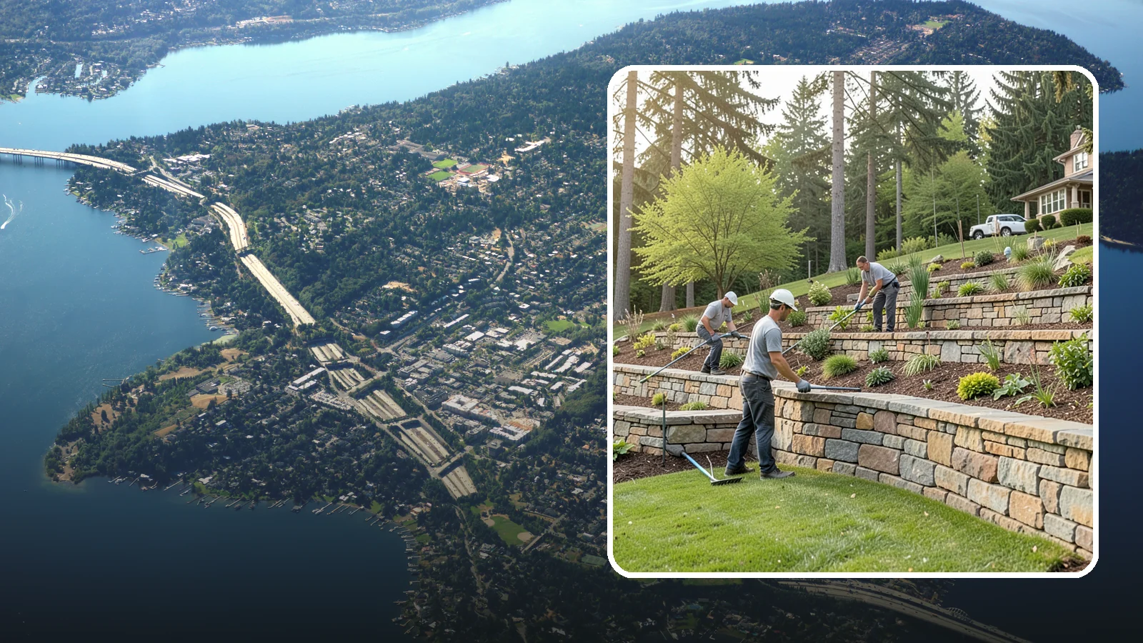 Terracing in Mercer Island, King County, WA - Terraced landscaping that transforms steep, unusable slopes into level, plantable, usable tiers.