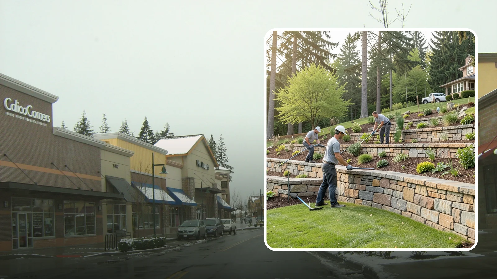 Terracing in Mill Creek, Snohomish County, WA - Terraced landscaping that transforms steep, unusable slopes into level, plantable, usable tiers.