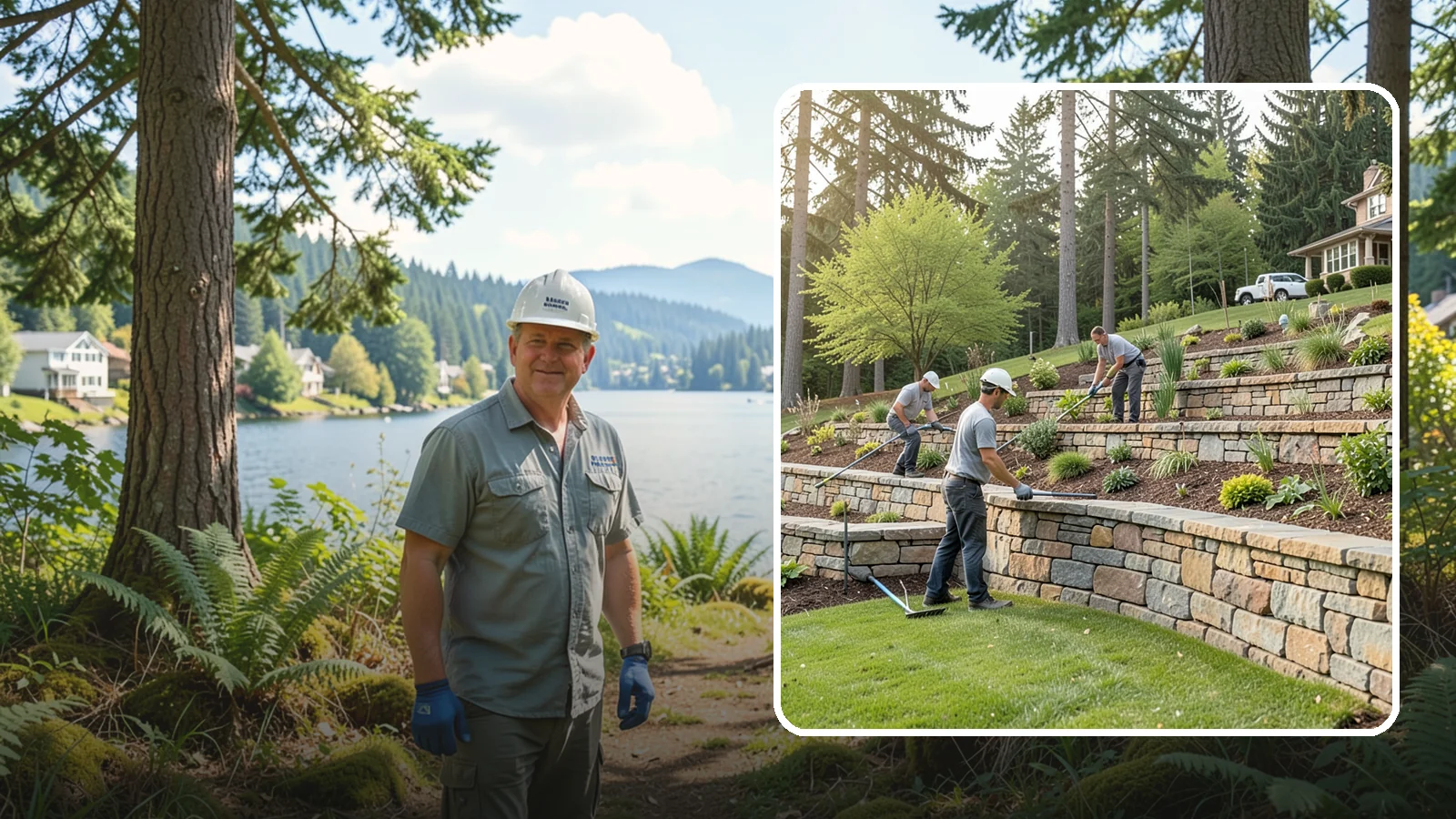 Terracing in Milton, King County, WA - Terraced landscaping that transforms steep, unusable slopes into level, plantable, usable tiers.
