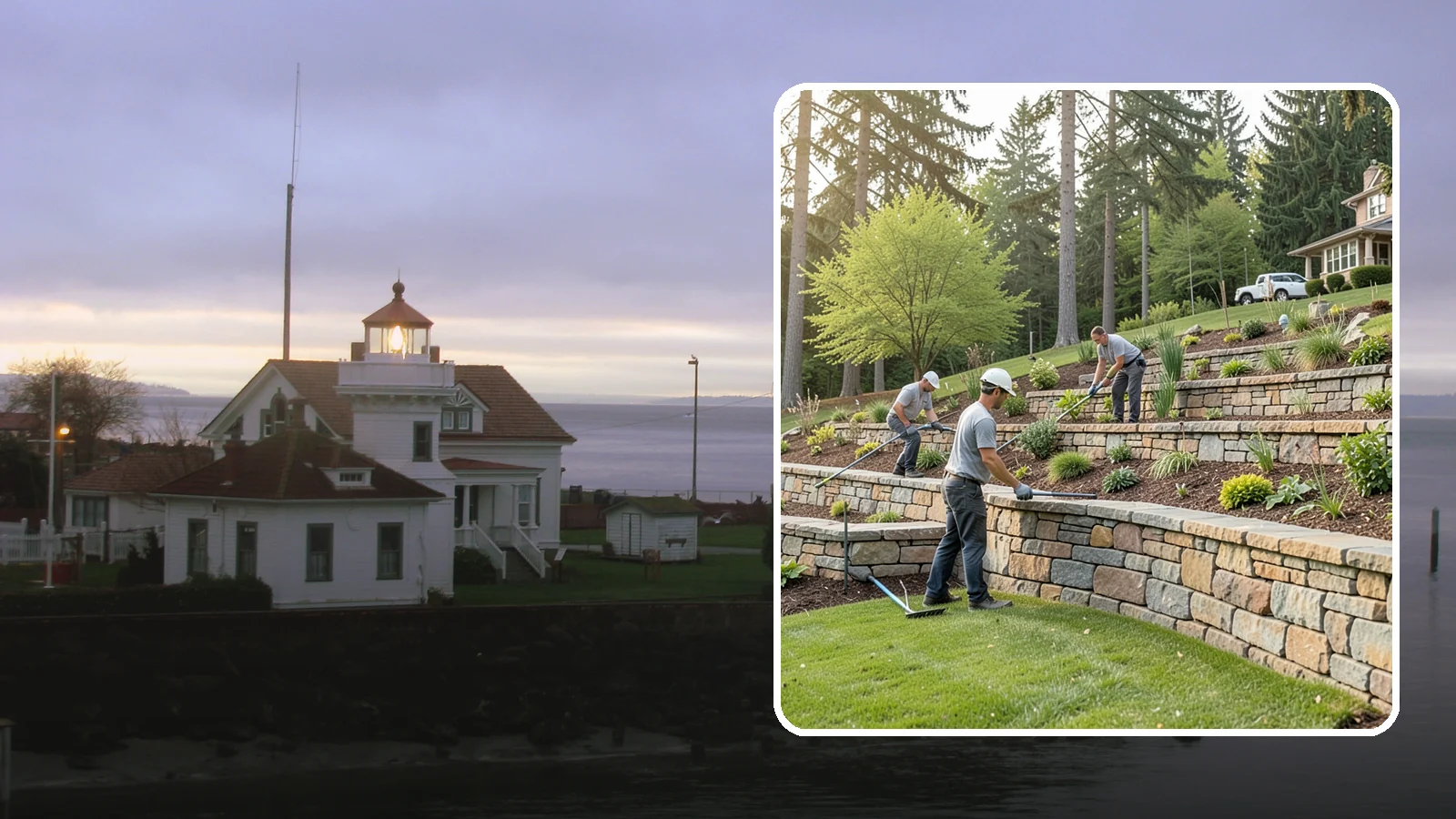 Terracing in Mukilteo, Snohomish County, WA - Terraced landscaping that transforms steep, unusable slopes into level, plantable, usable tiers.