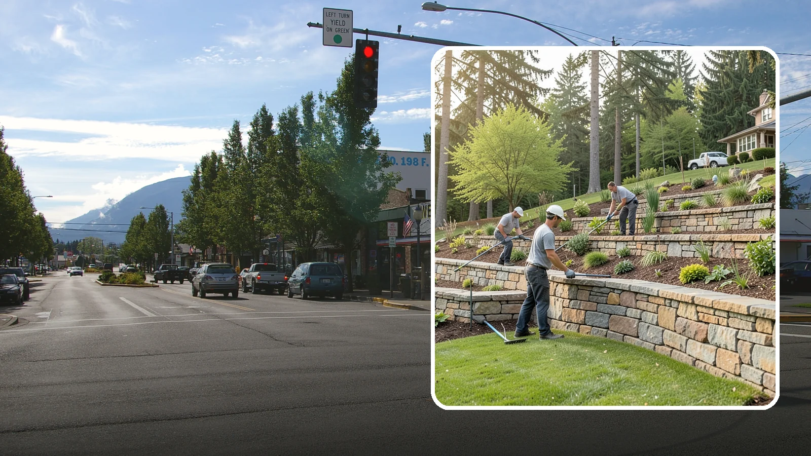 Terracing in North Bend, King County, WA - Terraced landscaping that transforms steep, unusable slopes into level, plantable, usable tiers.