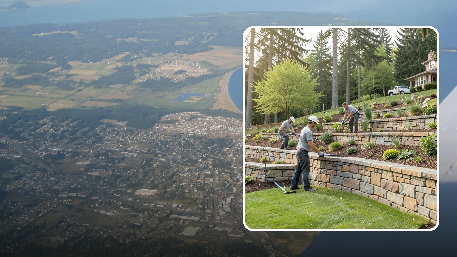 Terracing in Oak Harbor, Island County, WA - Terraced landscaping that transforms steep, unusable slopes into level, plantable, usable tiers.