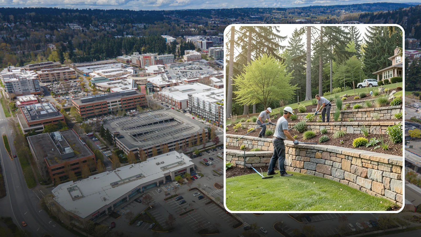 Terracing in Redmond, King County, WA - Terraced landscaping that transforms steep, unusable slopes into level, plantable, usable tiers.