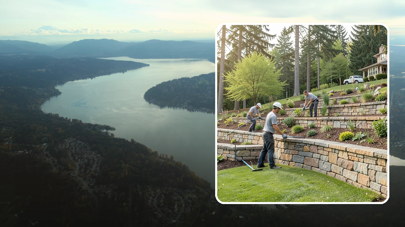 Terracing in Sammamish, King County, WA - Terraced landscaping that transforms steep, unusable slopes into level, plantable, usable tiers.