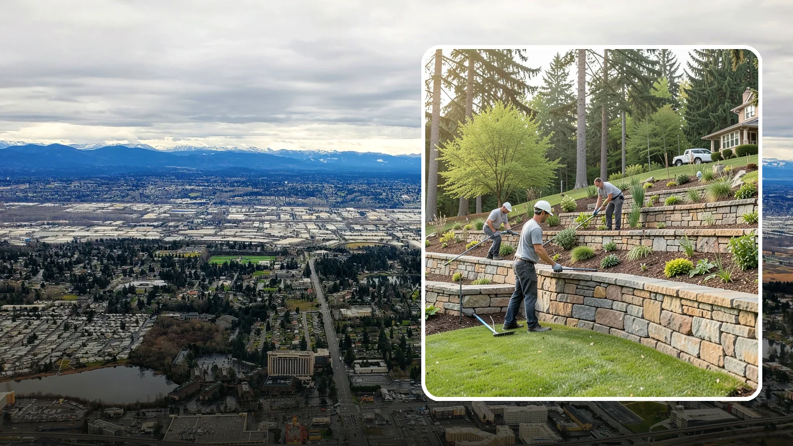 Terracing in SeaTac, King County, WA - Terraced landscaping that transforms steep, unusable slopes into level, plantable, usable tiers.