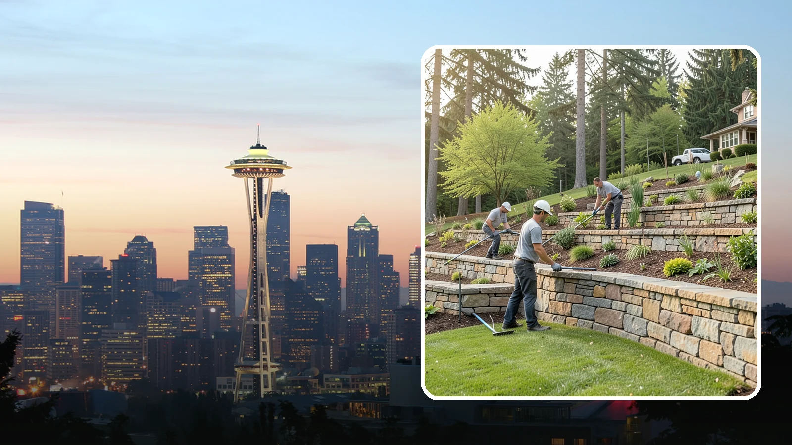 Terracing in Seattle, King County, WA - Terraced landscaping that transforms steep, unusable slopes into level, plantable, usable tiers.