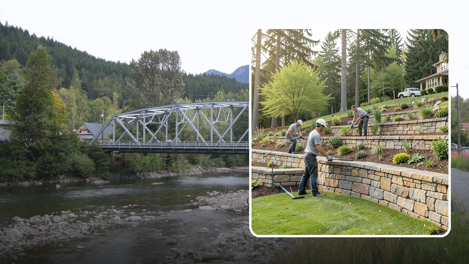 Terracing in Skykomish, King County, WA - Terraced landscaping that transforms steep, unusable slopes into level, plantable, usable tiers.
