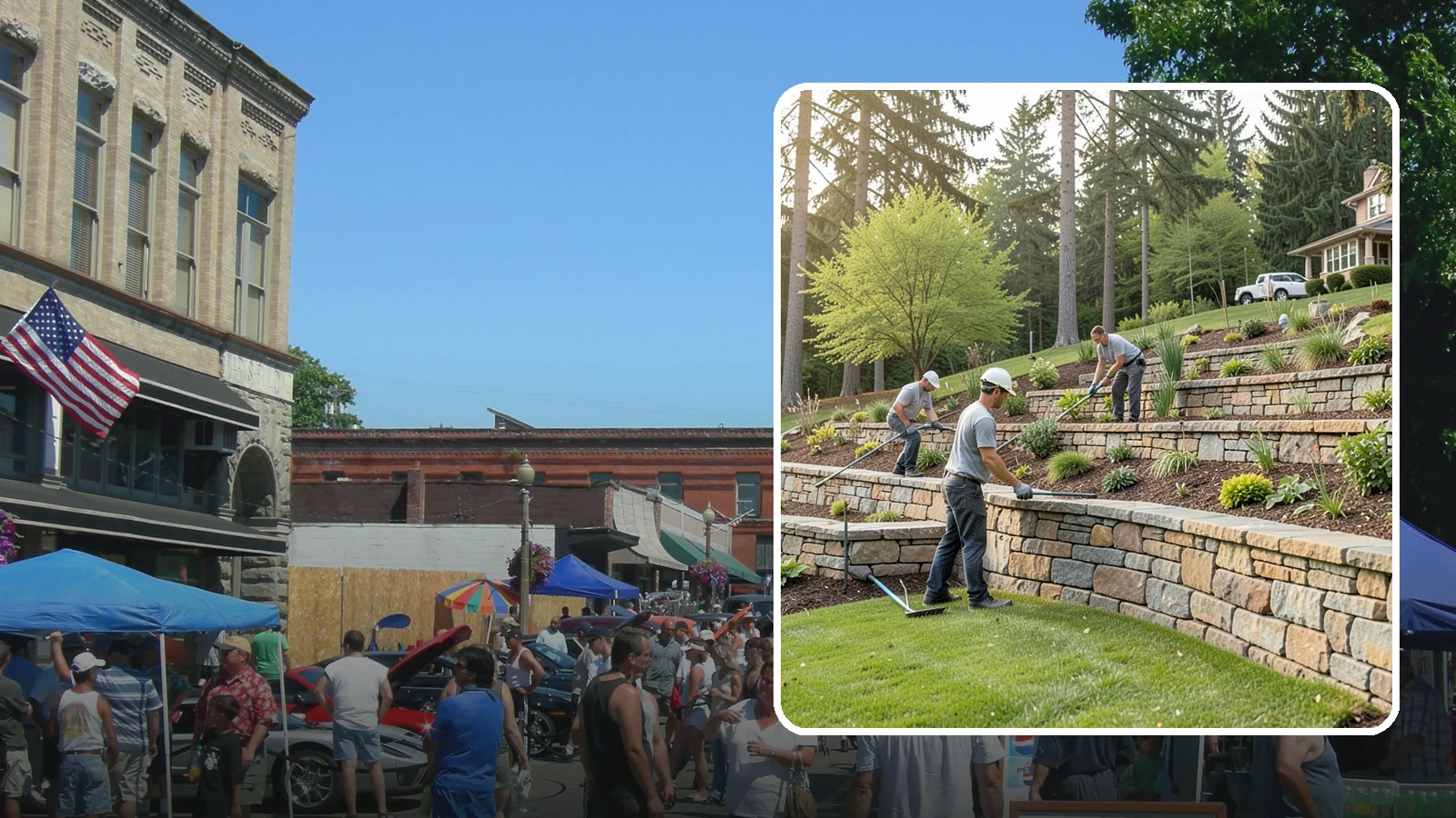 Terracing in Snohomish, Snohomish County, WA - Terraced landscaping that transforms steep, unusable slopes into level, plantable, usable tiers.