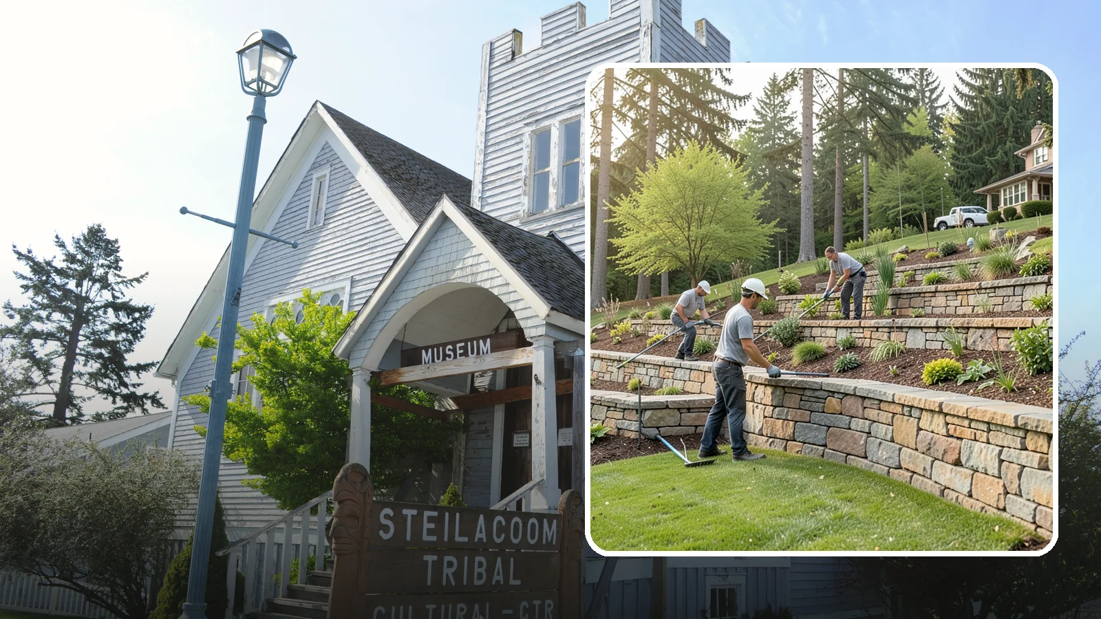 Terracing in Steilacoom, Pierce County, WA - Terraced landscaping that transforms steep, unusable slopes into level, plantable, usable tiers.