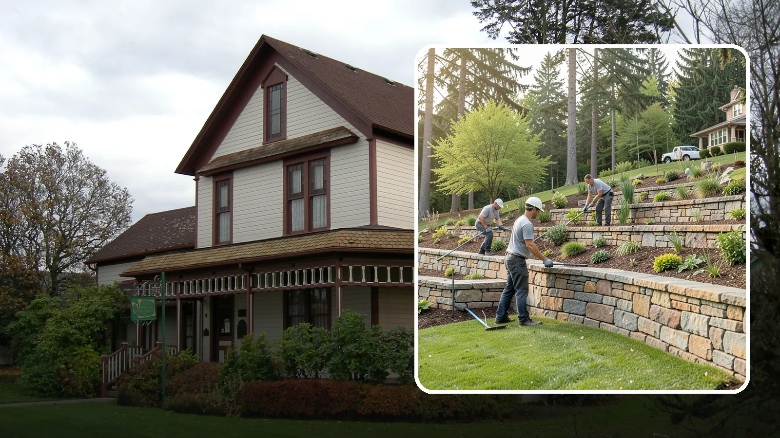 Terracing in Sumner, Pierce County, WA - Terraced landscaping that transforms steep, unusable slopes into level, plantable, usable tiers.