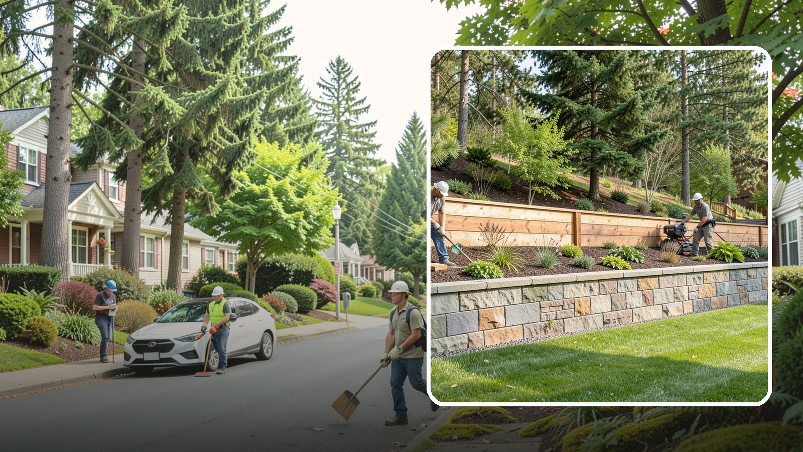 Timber Retaining Wall in Beaux Arts Village, King County, WA - A warm, budget-friendly wall built from pressure-treated timbers, well suited to short and mid-height slopes in Northwest yards.