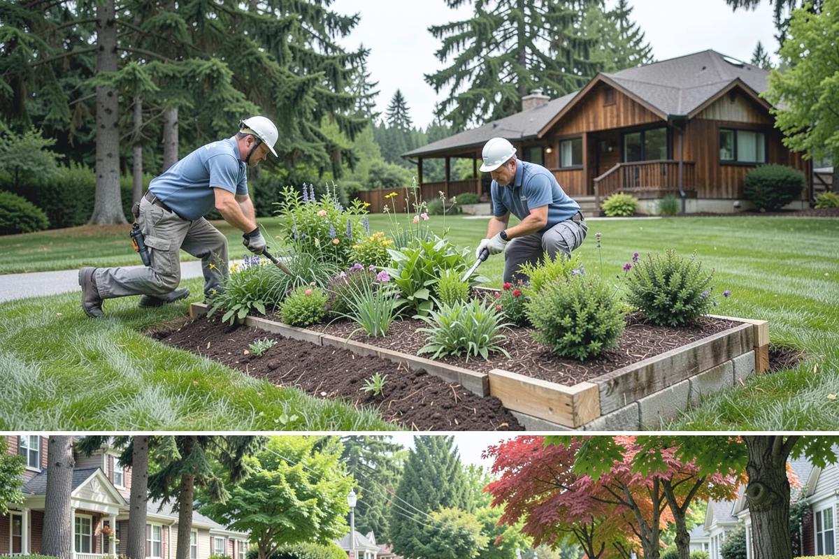 Timber Retaining Wall in Beaux Arts Village, King County, WA - Best built in the drier months of late spring through early fall so timbers seat well and backfill compacts in Puget Sound soils.