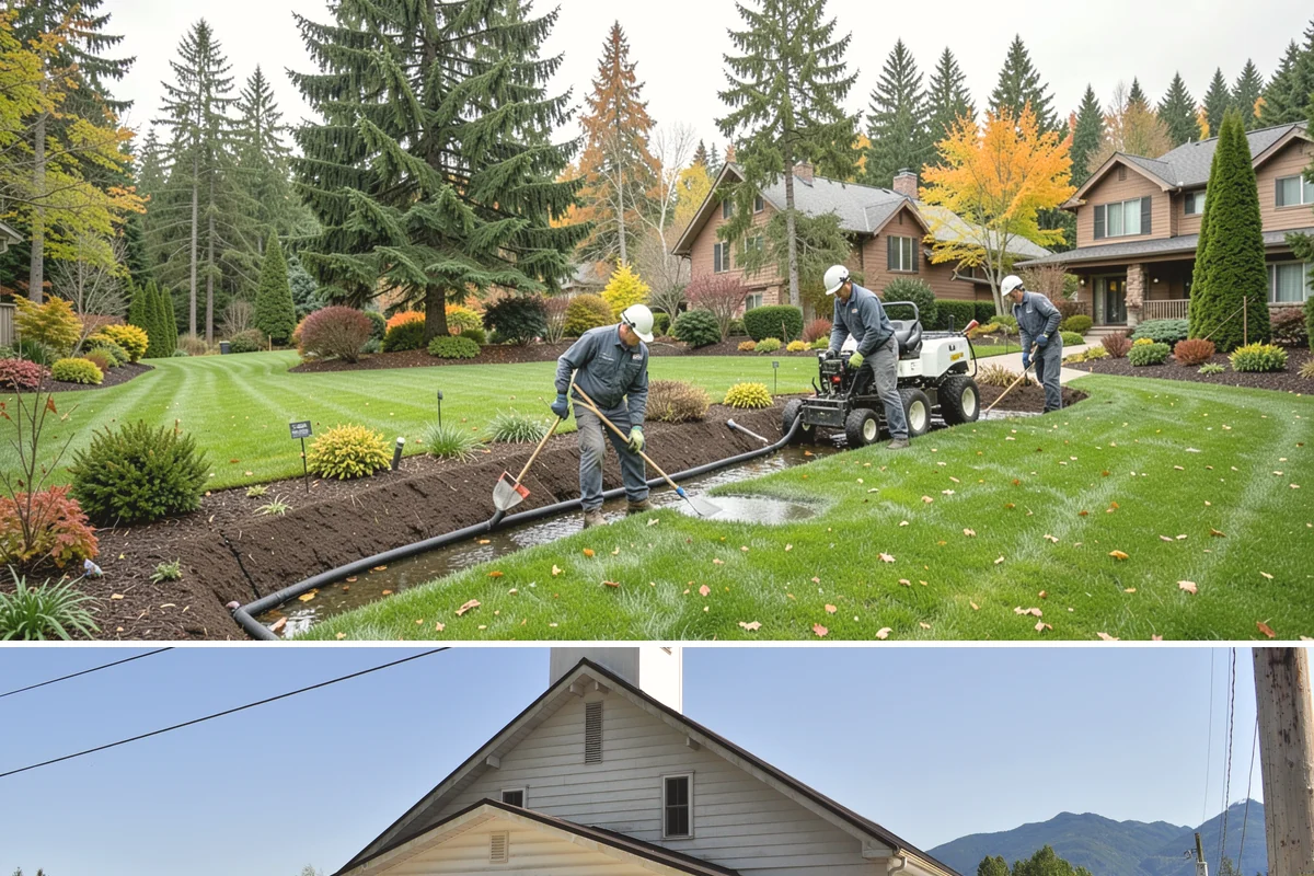 Timber Retaining Wall in Concrete, Skagit County, WA - Best built in the drier months of late spring through early fall so timbers seat well and backfill compacts in Puget Sound soils.