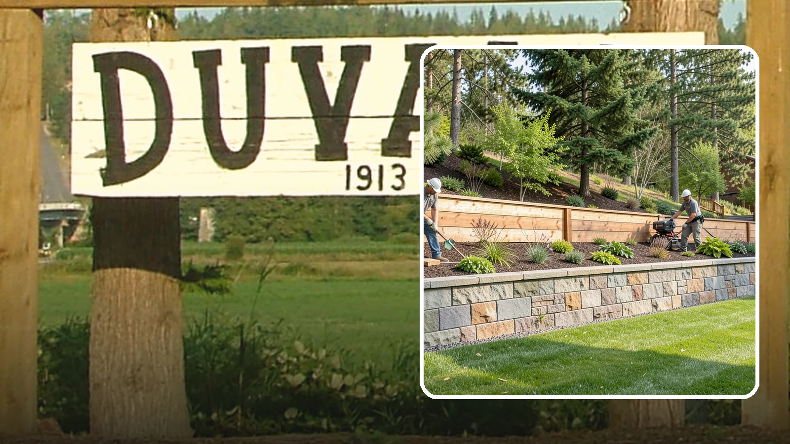 Timber Retaining Wall in Duvall, King County, WA - A warm, budget-friendly wall built from pressure-treated timbers, well suited to short and mid-height slopes in Northwest yards.