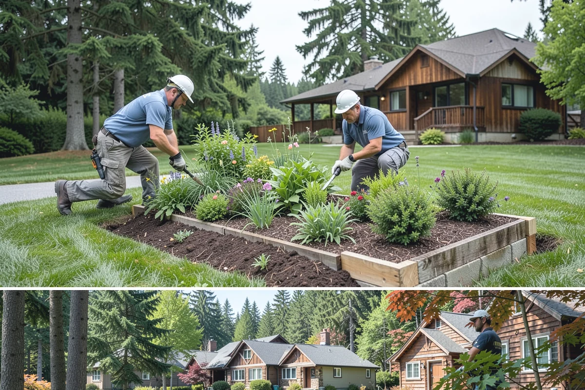Timber Retaining Wall in Edgewood, Pierce County, WA - Best built in the drier months of late spring through early fall so timbers seat well and backfill compacts in Puget Sound soils.