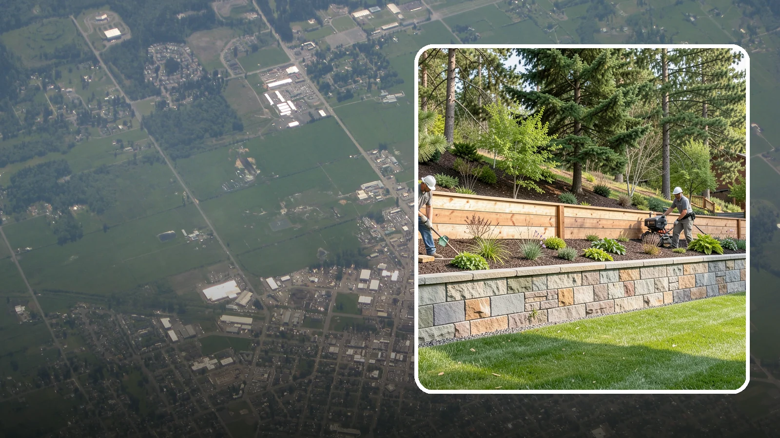 Timber Retaining Wall in Enumclaw, King County, WA - A warm, budget-friendly wall built from pressure-treated timbers, well suited to short and mid-height slopes in Northwest yards.