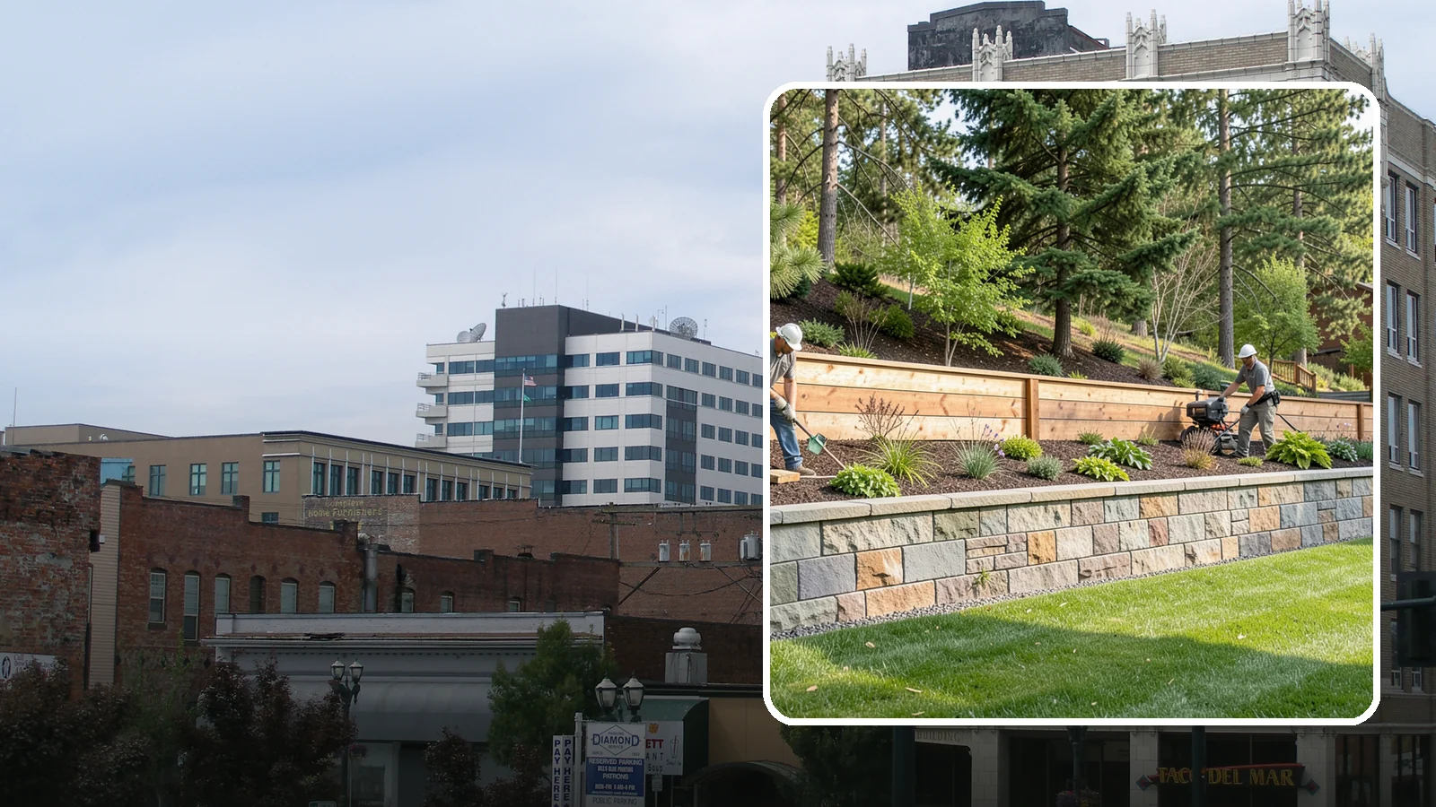 Timber Retaining Wall in Everett, Snohomish County, WA - A warm, budget-friendly wall built from pressure-treated timbers, well suited to short and mid-height slopes in Northwest yards.