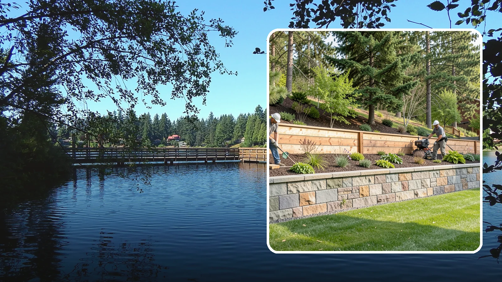 Timber Retaining Wall in Federal Way, King County, WA - A warm, budget-friendly wall built from pressure-treated timbers, well suited to short and mid-height slopes in Northwest yards.