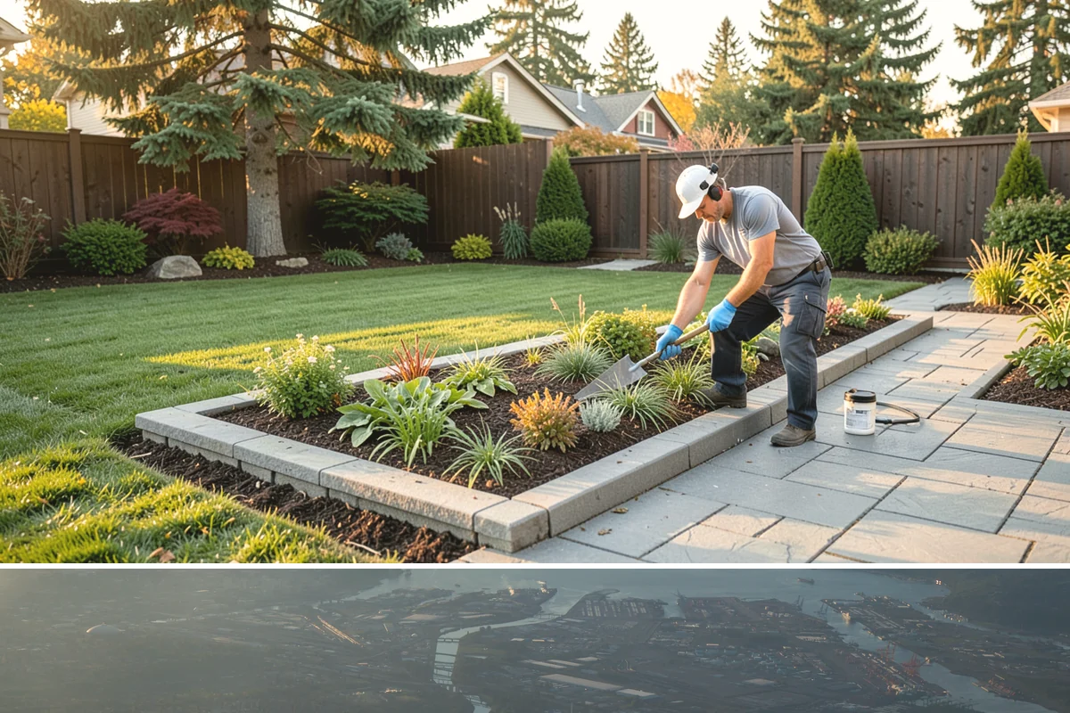 Timber Retaining Wall in Fife, Pierce County, WA - Best built in the drier months of late spring through early fall so timbers seat well and backfill compacts in Puget Sound soils.