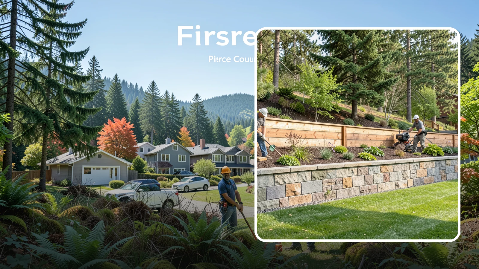 Timber Retaining Wall in Fircrest, Pierce County, WA - A warm, budget-friendly wall built from pressure-treated timbers, well suited to short and mid-height slopes in Northwest yards.