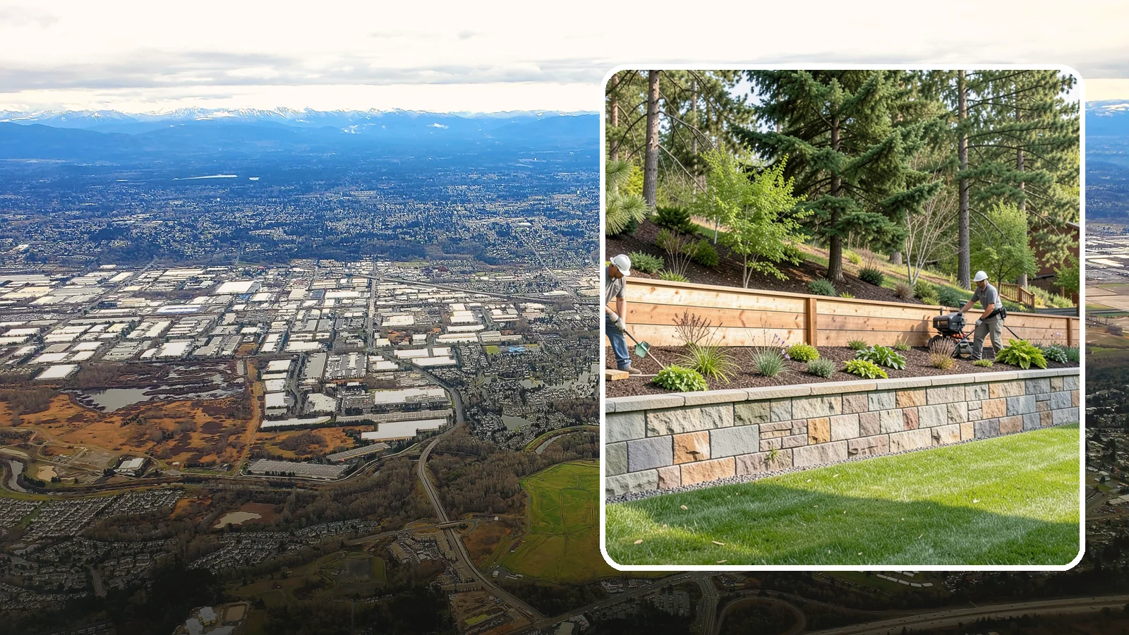 Timber Retaining Wall in Kent, King County, WA - A warm, budget-friendly wall built from pressure-treated timbers, well suited to short and mid-height slopes in Northwest yards.