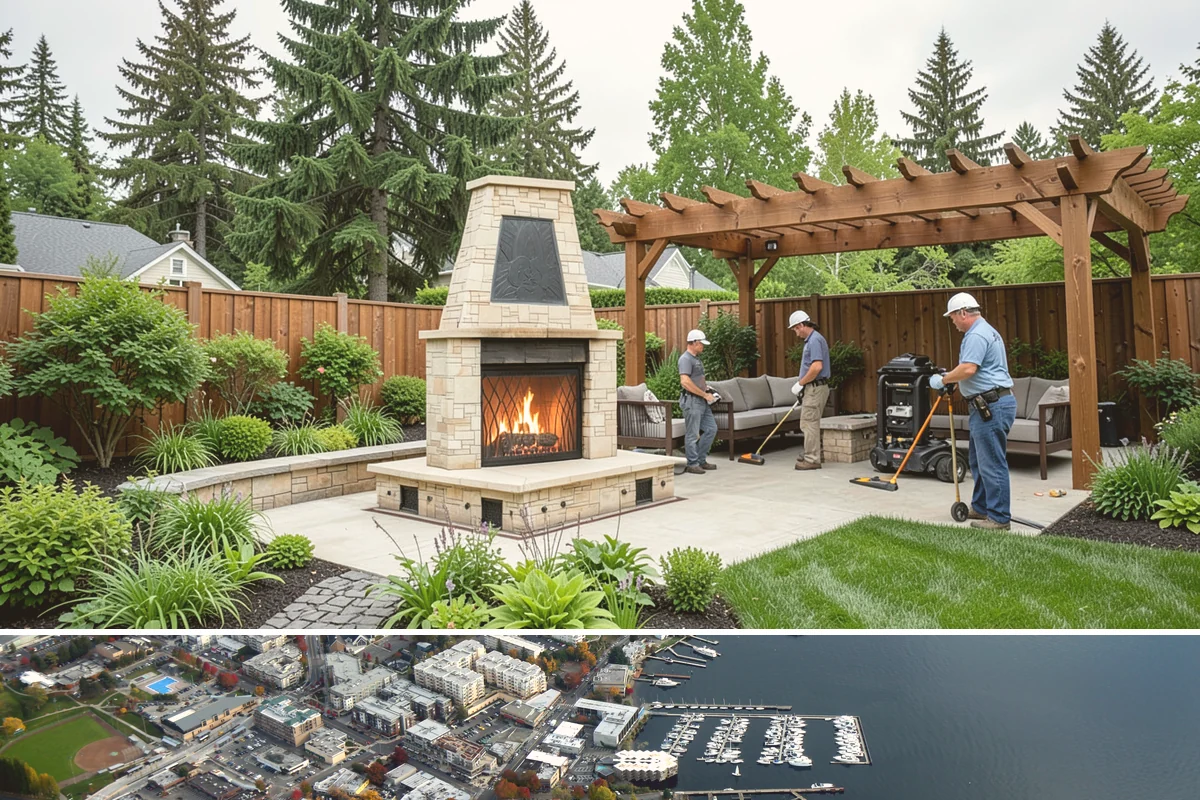Timber Retaining Wall in Kirkland, King County, WA - Best built in the drier months of late spring through early fall so timbers seat well and backfill compacts in Puget Sound soils.
