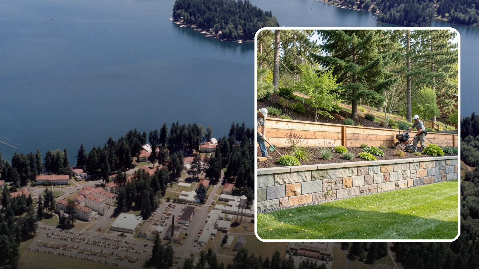 Timber Retaining Wall in Lakewood, Pierce County, WA - A warm, budget-friendly wall built from pressure-treated timbers, well suited to short and mid-height slopes in Northwest yards.