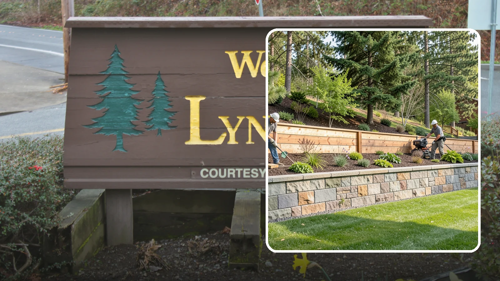Timber Retaining Wall in Lynnwood, Snohomish County, WA - A warm, budget-friendly wall built from pressure-treated timbers, well suited to short and mid-height slopes in Northwest yards.