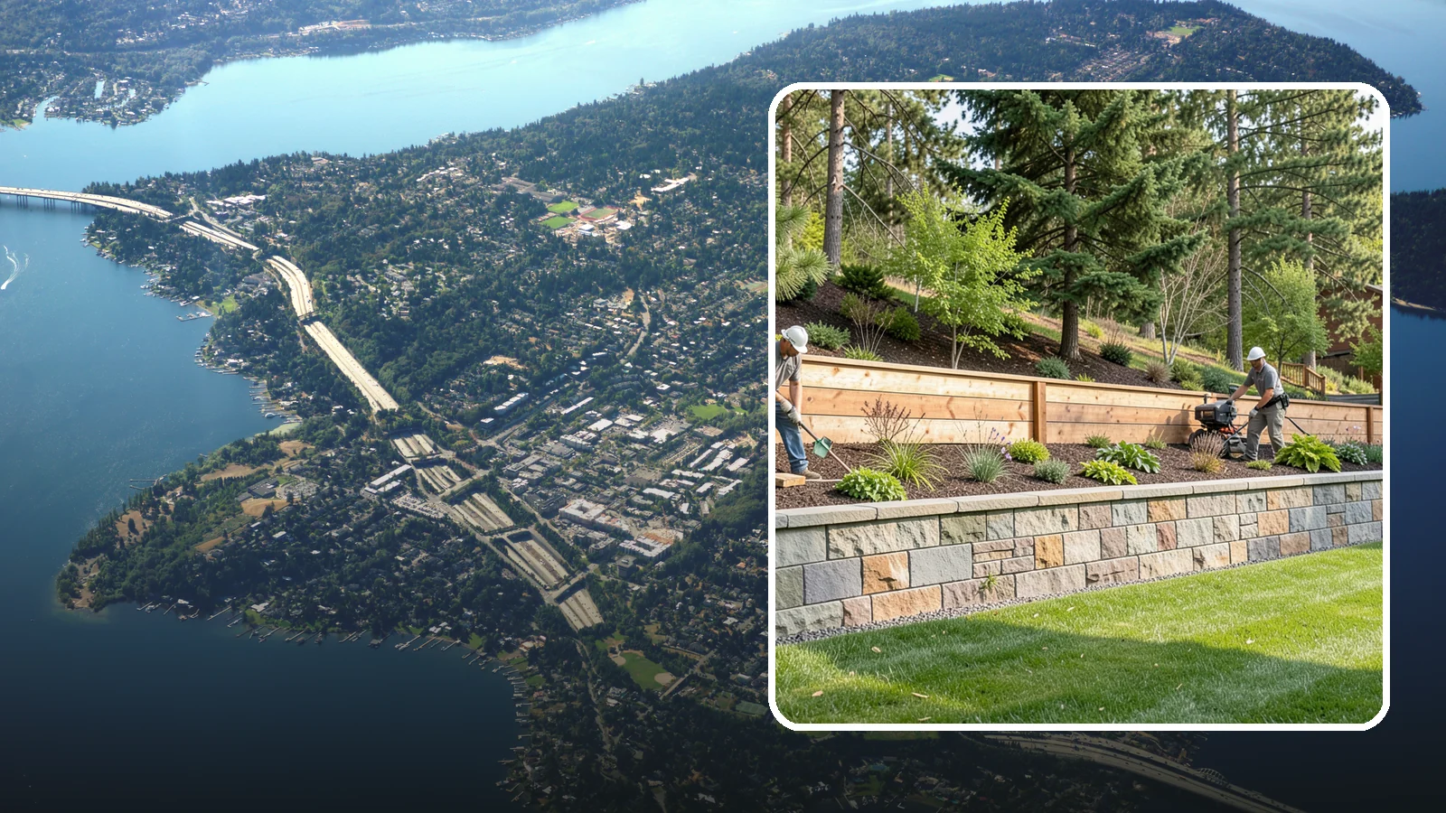 Timber Retaining Wall in Mercer Island, King County, WA - A warm, budget-friendly wall built from pressure-treated timbers, well suited to short and mid-height slopes in Northwest yards.