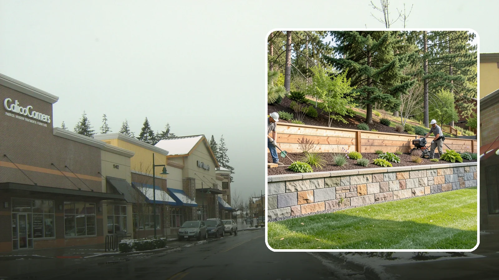 Timber Retaining Wall in Mill Creek, Snohomish County, WA - A warm, budget-friendly wall built from pressure-treated timbers, well suited to short and mid-height slopes in Northwest yards.