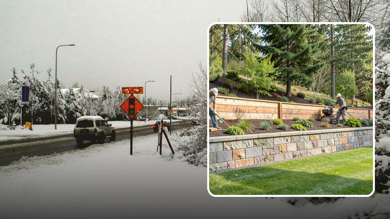 Timber Retaining Wall in Newcastle, King County, WA - A warm, budget-friendly wall built from pressure-treated timbers, well suited to short and mid-height slopes in Northwest yards.