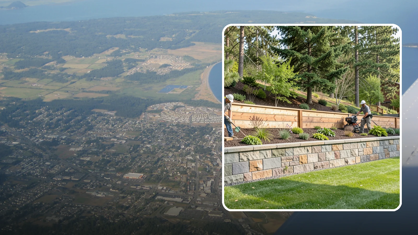 Timber Retaining Wall in Oak Harbor, Island County, WA - A warm, budget-friendly wall built from pressure-treated timbers, well suited to short and mid-height slopes in Northwest yards.