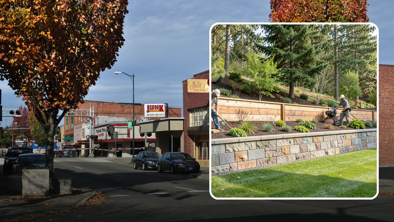 Timber Retaining Wall in Puyallup, Pierce County, WA - A warm, budget-friendly wall built from pressure-treated timbers, well suited to short and mid-height slopes in Northwest yards.