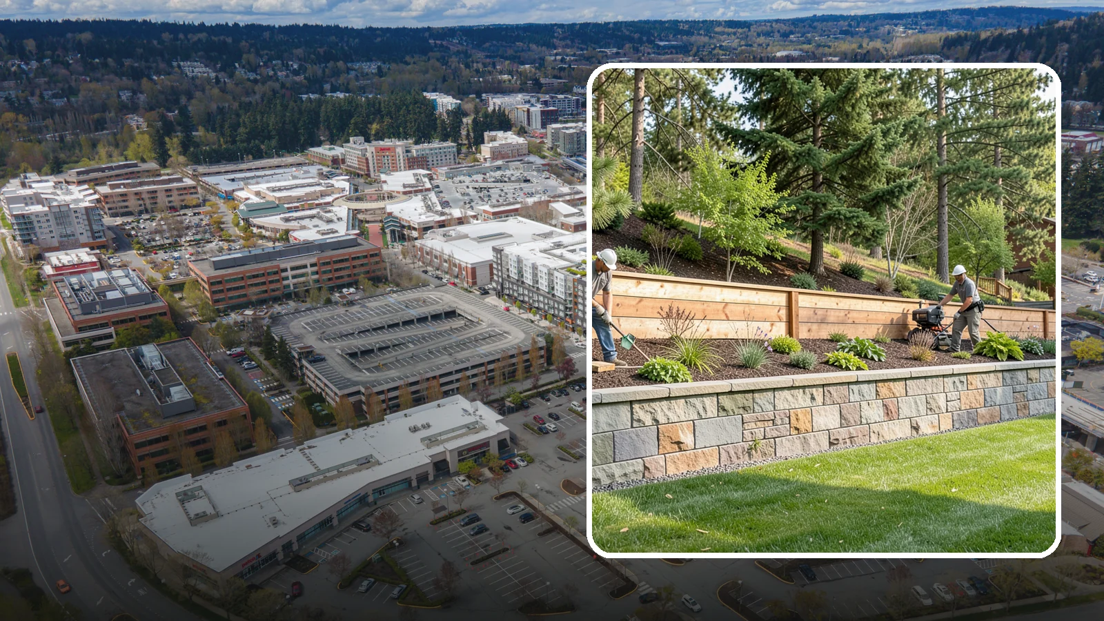 Timber Retaining Wall in Redmond, King County, WA - A warm, budget-friendly wall built from pressure-treated timbers, well suited to short and mid-height slopes in Northwest yards.