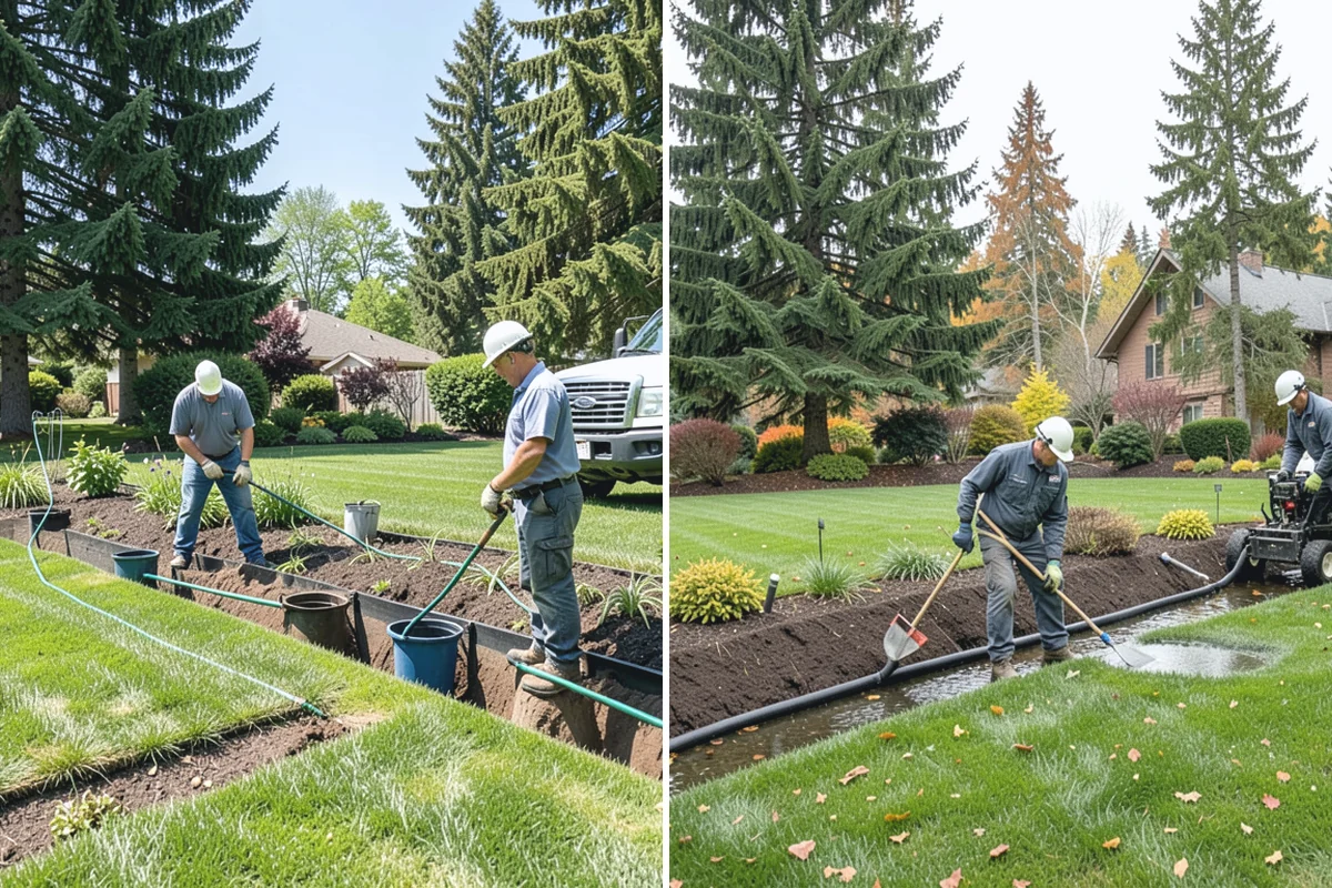 Timber Retaining Wall in Renton, King County, WA - Excavate and level the base trench