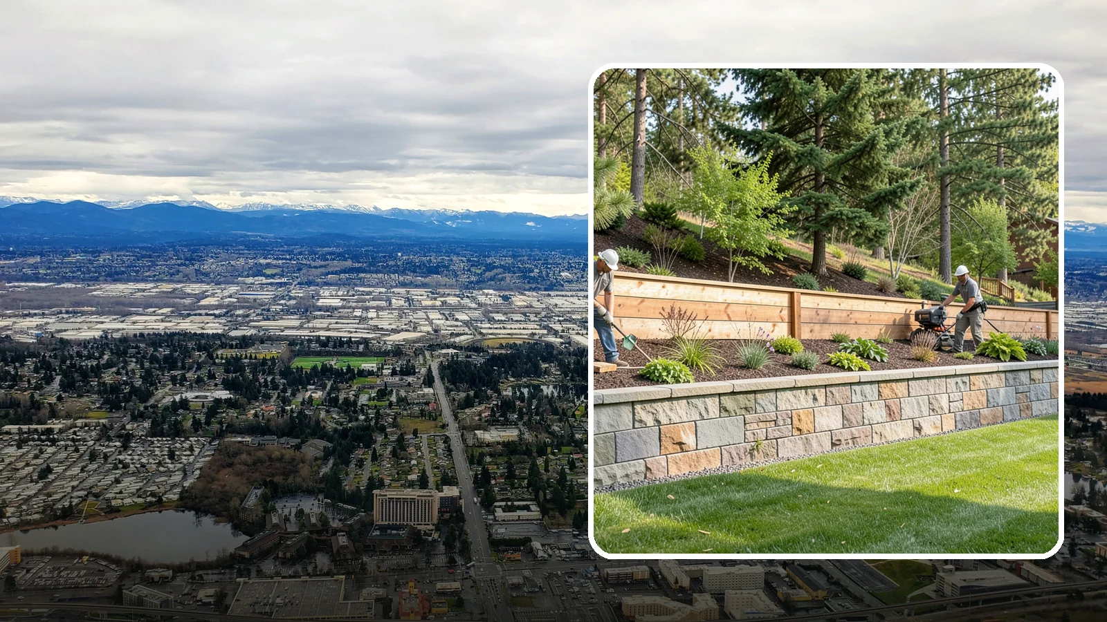 Timber Retaining Wall in SeaTac, King County, WA - A warm, budget-friendly wall built from pressure-treated timbers, well suited to short and mid-height slopes in Northwest yards.