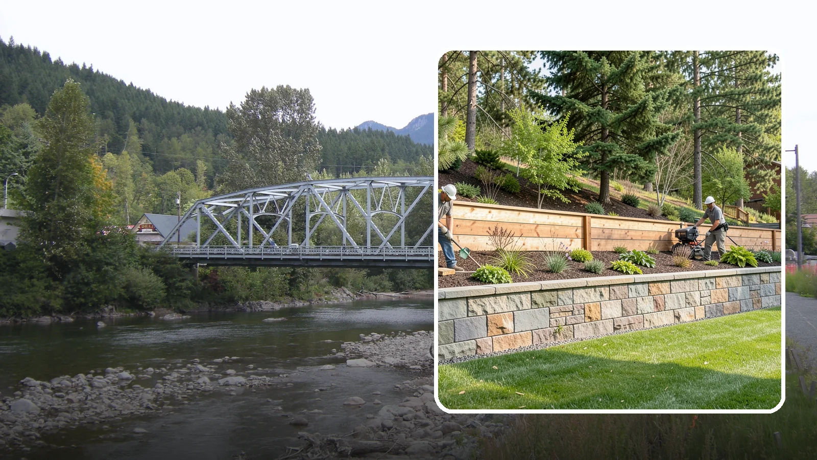 Timber Retaining Wall in Skykomish, King County, WA - A warm, budget-friendly wall built from pressure-treated timbers, well suited to short and mid-height slopes in Northwest yards.